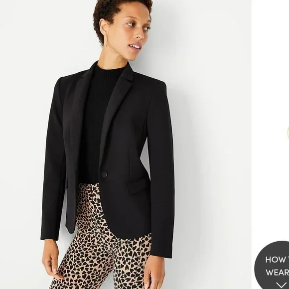 Ann Taylor Suiting Collection One Button Blazer in Double Knit NWT 0P